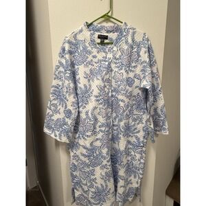 Miss Elaine Soft Nightgown Robe Size L Snap Closure House Dress‎ Quilted Pockets